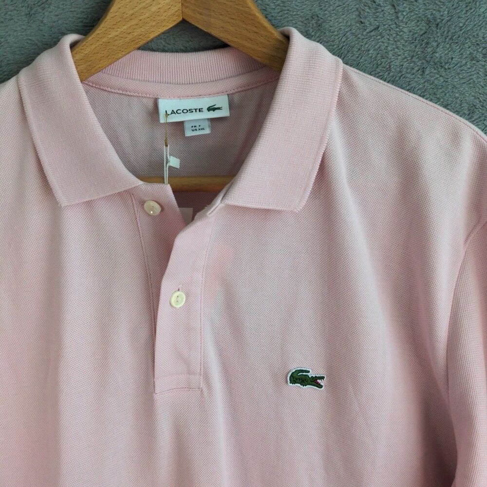 NWT Lacoste Polo Shirt Men's XXL Size 7 Pink Pique Short Sleeve Preppy Classic